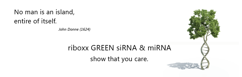 riboxx GREEN siRNA and miRNA. Show that you care.
